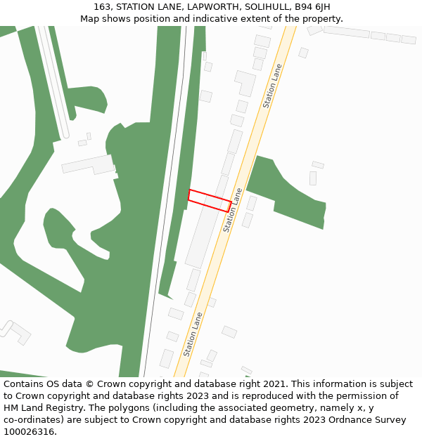 163, STATION LANE, LAPWORTH, SOLIHULL, B94 6JH: Location map and indicative extent of plot