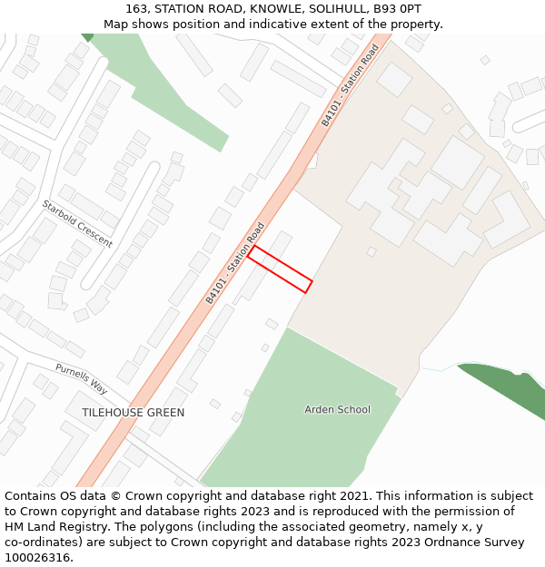 163, STATION ROAD, KNOWLE, SOLIHULL, B93 0PT: Location map and indicative extent of plot