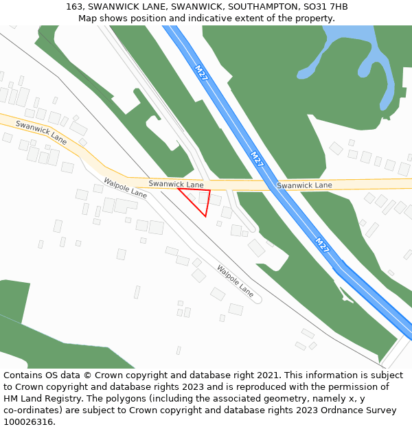 163, SWANWICK LANE, SWANWICK, SOUTHAMPTON, SO31 7HB: Location map and indicative extent of plot