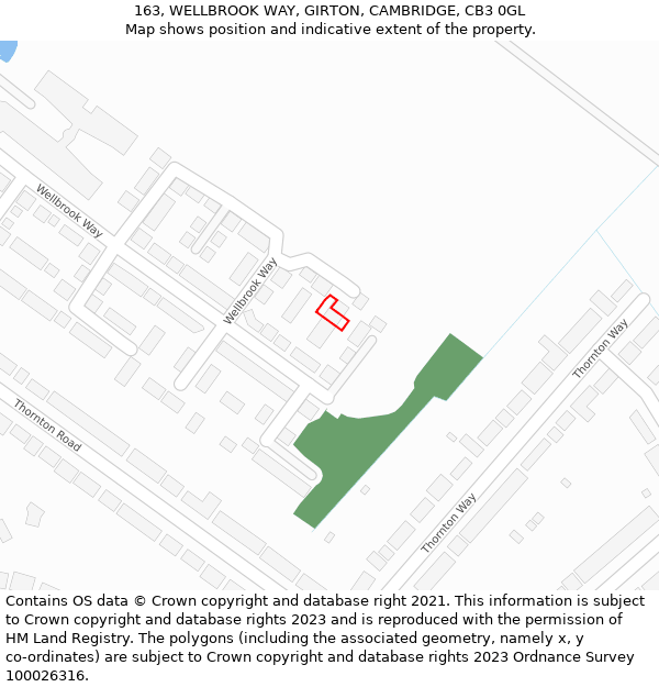 163, WELLBROOK WAY, GIRTON, CAMBRIDGE, CB3 0GL: Location map and indicative extent of plot