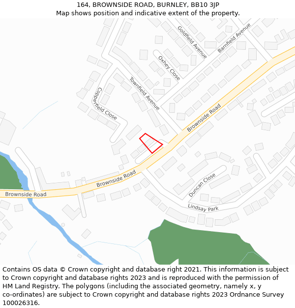 164, BROWNSIDE ROAD, BURNLEY, BB10 3JP: Location map and indicative extent of plot