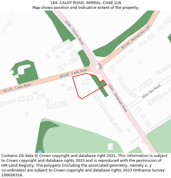 164, CALDY ROAD, WIRRAL, CH48 1LN: Location map and indicative extent of plot