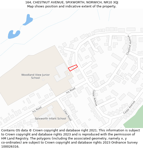 164, CHESTNUT AVENUE, SPIXWORTH, NORWICH, NR10 3QJ: Location map and indicative extent of plot