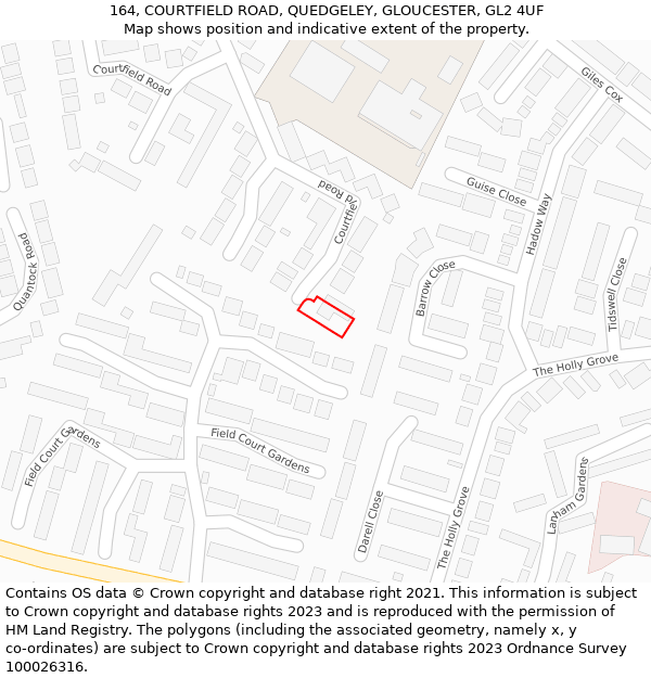 164, COURTFIELD ROAD, QUEDGELEY, GLOUCESTER, GL2 4UF: Location map and indicative extent of plot