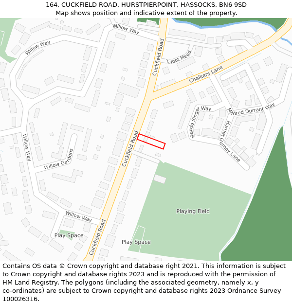 164, CUCKFIELD ROAD, HURSTPIERPOINT, HASSOCKS, BN6 9SD: Location map and indicative extent of plot