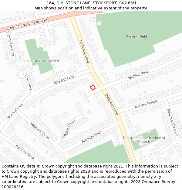 164, DIALSTONE LANE, STOCKPORT, SK2 6AU: Location map and indicative extent of plot