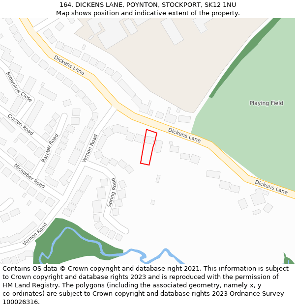 164, DICKENS LANE, POYNTON, STOCKPORT, SK12 1NU: Location map and indicative extent of plot