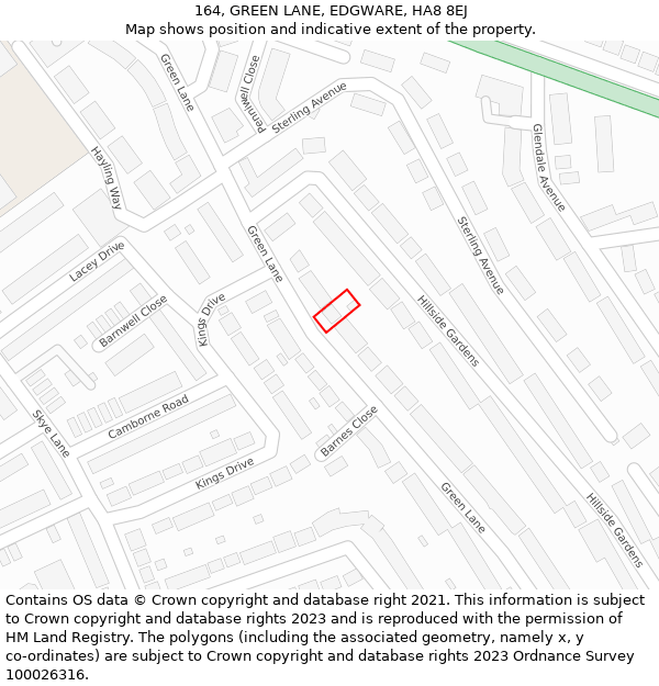 164, GREEN LANE, EDGWARE, HA8 8EJ: Location map and indicative extent of plot