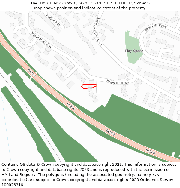 164, HAIGH MOOR WAY, SWALLOWNEST, SHEFFIELD, S26 4SG: Location map and indicative extent of plot