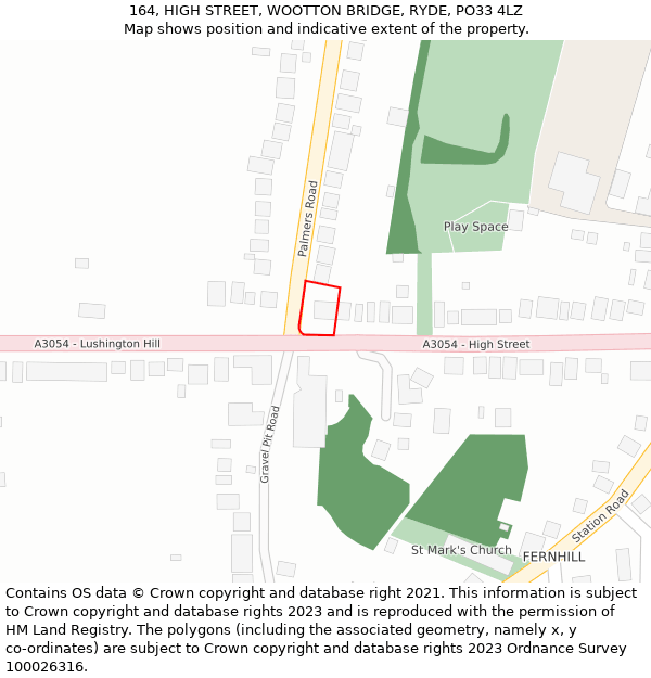 164, HIGH STREET, WOOTTON BRIDGE, RYDE, PO33 4LZ: Location map and indicative extent of plot