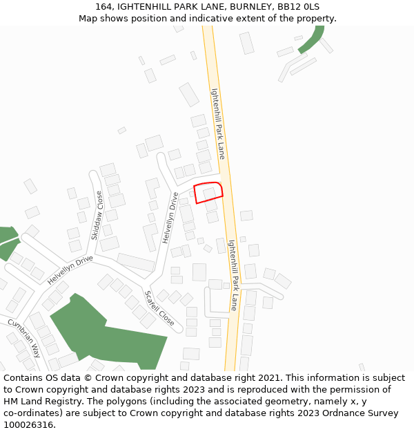 164, IGHTENHILL PARK LANE, BURNLEY, BB12 0LS: Location map and indicative extent of plot