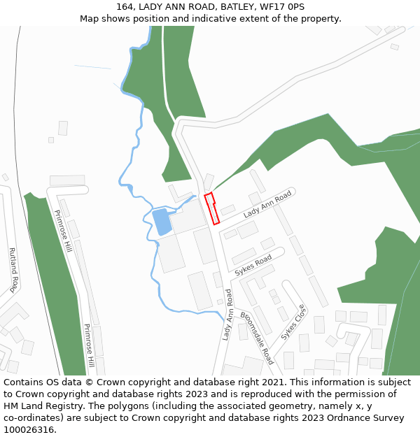 164, LADY ANN ROAD, BATLEY, WF17 0PS: Location map and indicative extent of plot