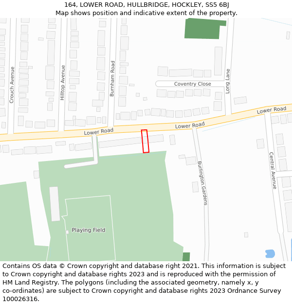 164, LOWER ROAD, HULLBRIDGE, HOCKLEY, SS5 6BJ: Location map and indicative extent of plot