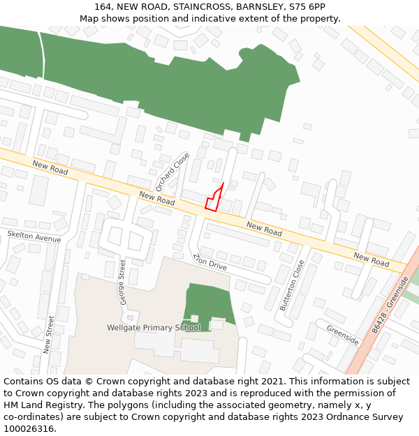 164, NEW ROAD, STAINCROSS, BARNSLEY, S75 6PP: Location map and indicative extent of plot