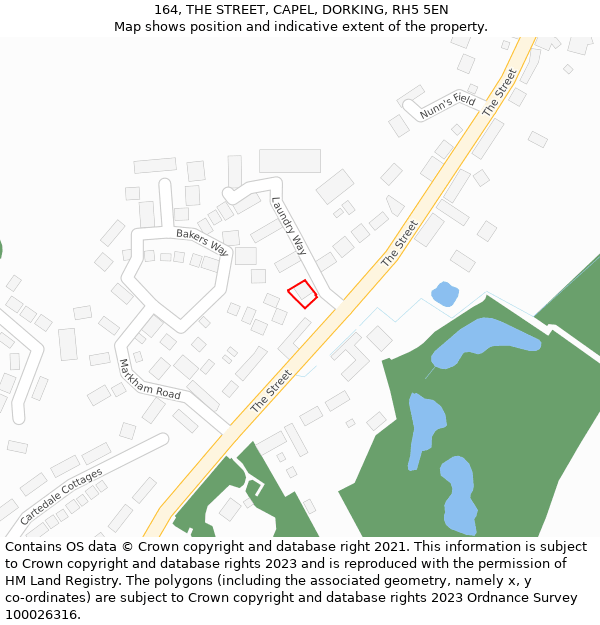 164, THE STREET, CAPEL, DORKING, RH5 5EN: Location map and indicative extent of plot