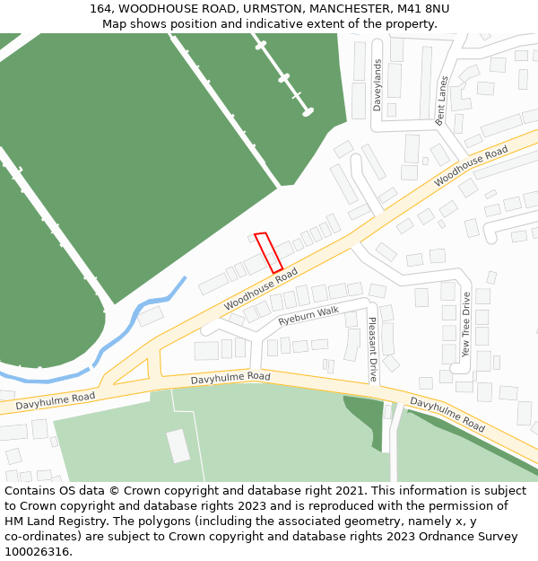 164, WOODHOUSE ROAD, URMSTON, MANCHESTER, M41 8NU: Location map and indicative extent of plot