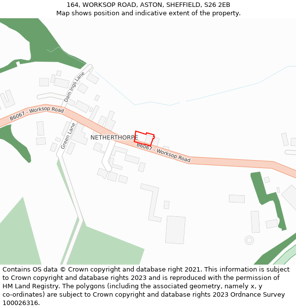 164, WORKSOP ROAD, ASTON, SHEFFIELD, S26 2EB: Location map and indicative extent of plot