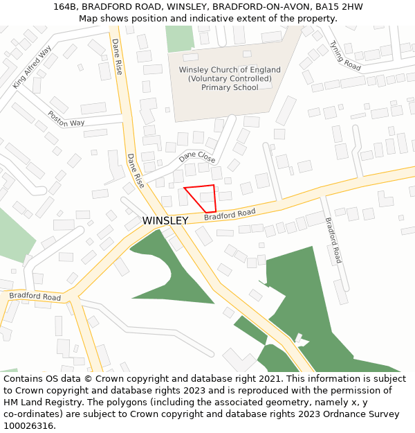 164B, BRADFORD ROAD, WINSLEY, BRADFORD-ON-AVON, BA15 2HW: Location map and indicative extent of plot