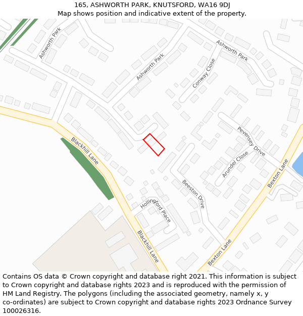 165, ASHWORTH PARK, KNUTSFORD, WA16 9DJ: Location map and indicative extent of plot