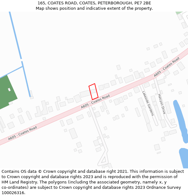 165, COATES ROAD, COATES, PETERBOROUGH, PE7 2BE: Location map and indicative extent of plot