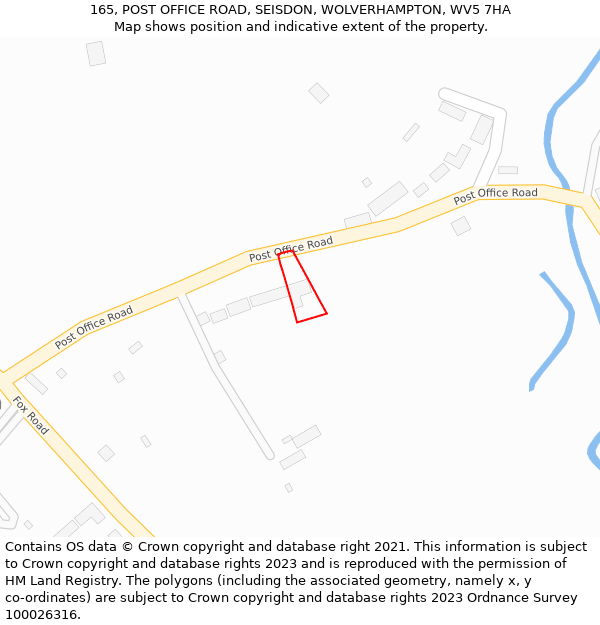 165, POST OFFICE ROAD, SEISDON, WOLVERHAMPTON, WV5 7HA: Location map and indicative extent of plot