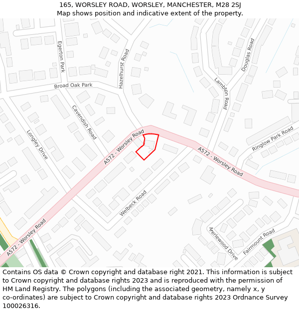 165, WORSLEY ROAD, WORSLEY, MANCHESTER, M28 2SJ: Location map and indicative extent of plot