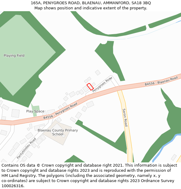 165A, PENYGROES ROAD, BLAENAU, AMMANFORD, SA18 3BQ: Location map and indicative extent of plot