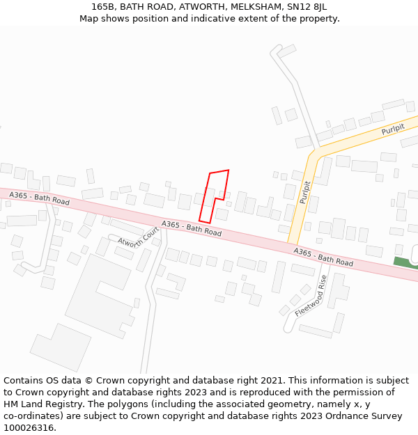 165B, BATH ROAD, ATWORTH, MELKSHAM, SN12 8JL: Location map and indicative extent of plot