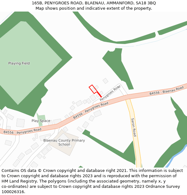 165B, PENYGROES ROAD, BLAENAU, AMMANFORD, SA18 3BQ: Location map and indicative extent of plot