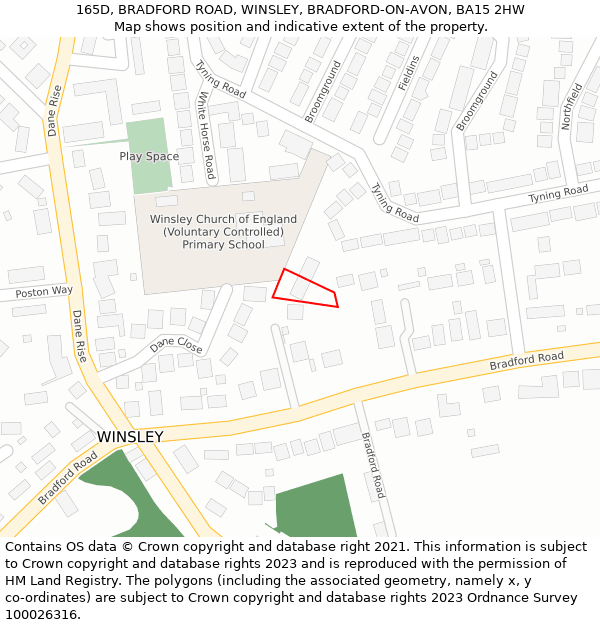 165D, BRADFORD ROAD, WINSLEY, BRADFORD-ON-AVON, BA15 2HW: Location map and indicative extent of plot