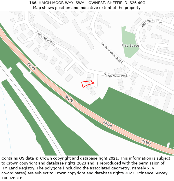 166, HAIGH MOOR WAY, SWALLOWNEST, SHEFFIELD, S26 4SG: Location map and indicative extent of plot