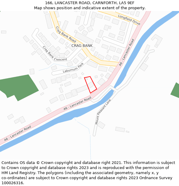 166, LANCASTER ROAD, CARNFORTH, LA5 9EF: Location map and indicative extent of plot