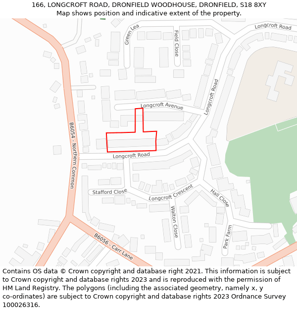 166, LONGCROFT ROAD, DRONFIELD WOODHOUSE, DRONFIELD, S18 8XY: Location map and indicative extent of plot