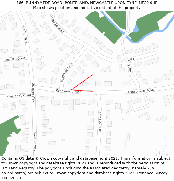 166, RUNNYMEDE ROAD, PONTELAND, NEWCASTLE UPON TYNE, NE20 9HR: Location map and indicative extent of plot