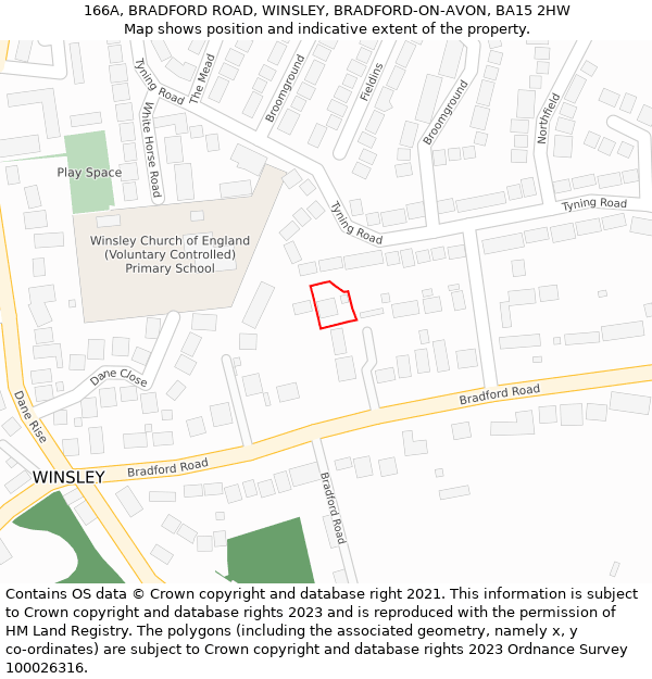 166A, BRADFORD ROAD, WINSLEY, BRADFORD-ON-AVON, BA15 2HW: Location map and indicative extent of plot