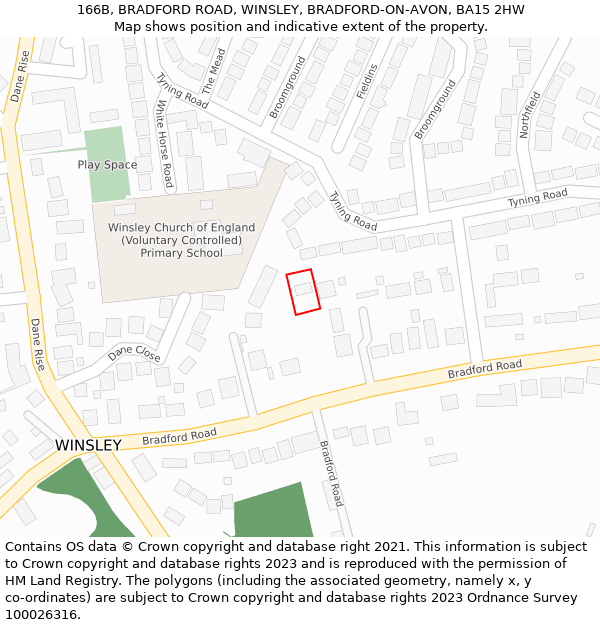 166B, BRADFORD ROAD, WINSLEY, BRADFORD-ON-AVON, BA15 2HW: Location map and indicative extent of plot