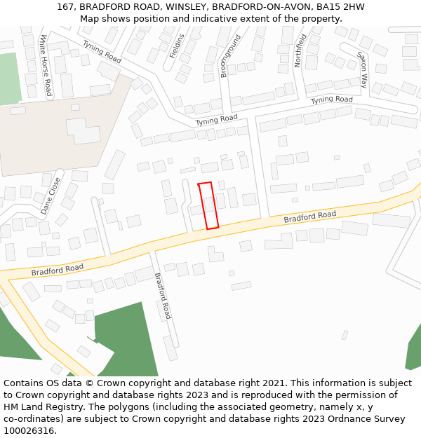 167, BRADFORD ROAD, WINSLEY, BRADFORD-ON-AVON, BA15 2HW: Location map and indicative extent of plot