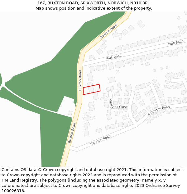 167, BUXTON ROAD, SPIXWORTH, NORWICH, NR10 3PL: Location map and indicative extent of plot