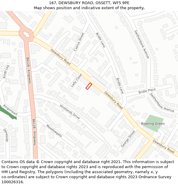 167, DEWSBURY ROAD, OSSETT, WF5 9PE: Location map and indicative extent of plot