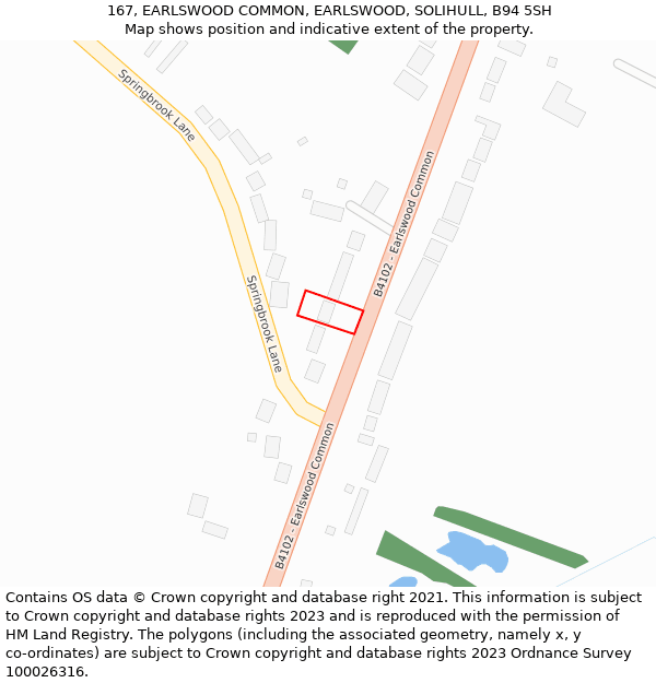 167, EARLSWOOD COMMON, EARLSWOOD, SOLIHULL, B94 5SH: Location map and indicative extent of plot