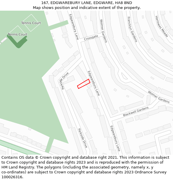 167, EDGWAREBURY LANE, EDGWARE, HA8 8ND: Location map and indicative extent of plot