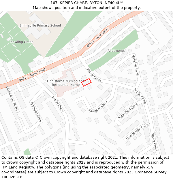 167, KEPIER CHARE, RYTON, NE40 4UY: Location map and indicative extent of plot