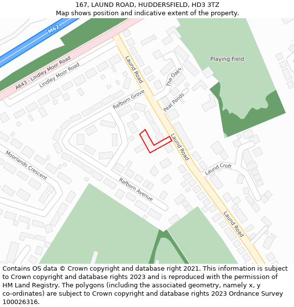 167, LAUND ROAD, HUDDERSFIELD, HD3 3TZ: Location map and indicative extent of plot