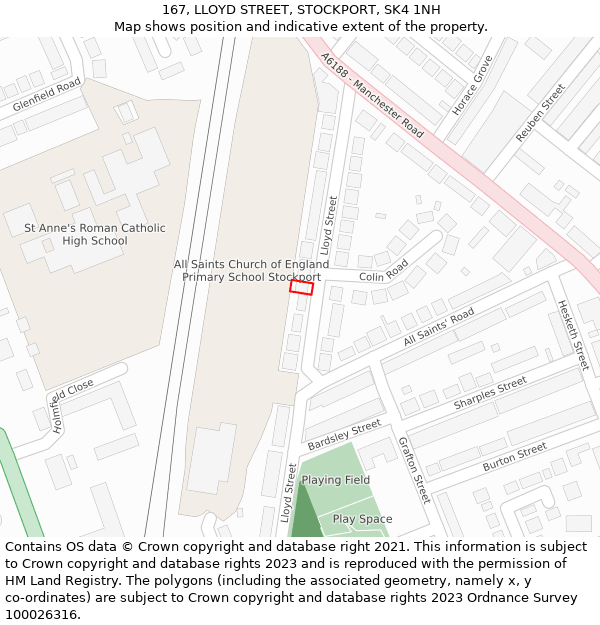 167, LLOYD STREET, STOCKPORT, SK4 1NH: Location map and indicative extent of plot