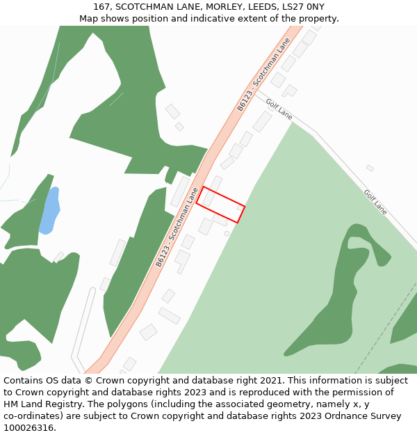 167, SCOTCHMAN LANE, MORLEY, LEEDS, LS27 0NY: Location map and indicative extent of plot