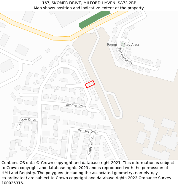 167, SKOMER DRIVE, MILFORD HAVEN, SA73 2RP: Location map and indicative extent of plot