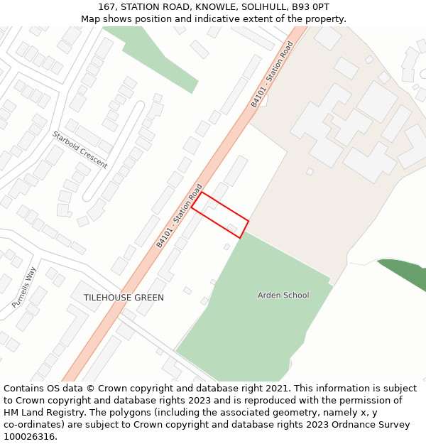 167, STATION ROAD, KNOWLE, SOLIHULL, B93 0PT: Location map and indicative extent of plot