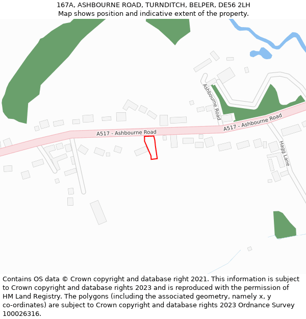 167A, ASHBOURNE ROAD, TURNDITCH, BELPER, DE56 2LH: Location map and indicative extent of plot