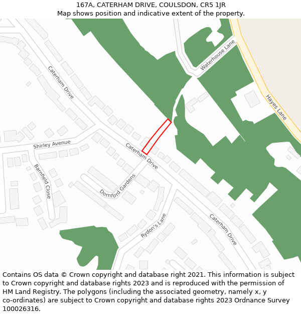 167A, CATERHAM DRIVE, COULSDON, CR5 1JR: Location map and indicative extent of plot