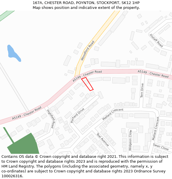167A, CHESTER ROAD, POYNTON, STOCKPORT, SK12 1HP: Location map and indicative extent of plot